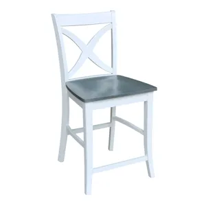 Cosmopolitan Collection - 24" Salerno Stool in Heather Gray & White