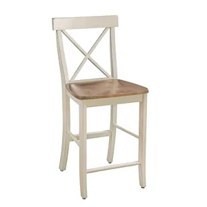 Dining Essentials - 24" X-Back Counter Stool in Hickory and Shell