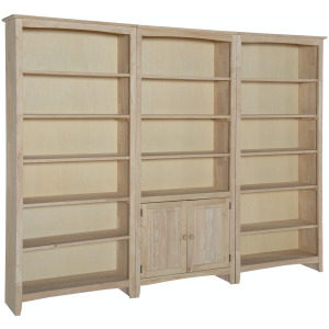 72 Inch High Bookshelfs (x3 bookshelf units) w/pair of bookcase doors