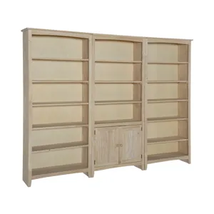 72 Inch High Bookshelfs (x3 bookshelf units) w/pair of bookcase doors