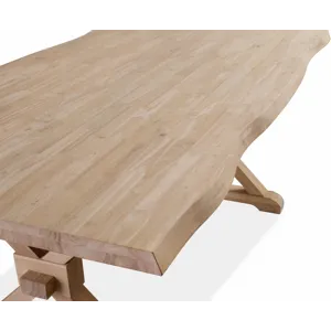 Farmhouse Live Edge Table Top w/ Farmhouse Trestle Base