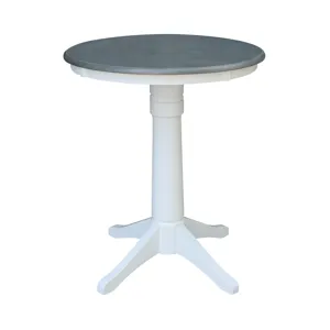 30'' Round Table Top w/ 36"H Transitional Pedestal w/ Extension in Heather Gray & White