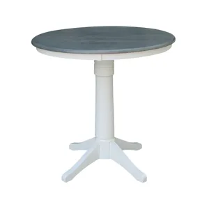 36'' Round Table Top w/ 36" H Transitional Pedestal w/Extension in Heather Gray & White