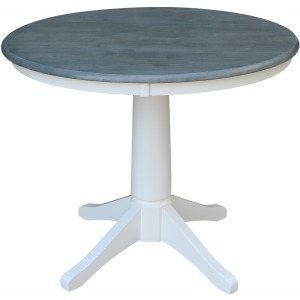 36'' Round Table Top w/ Transitional Pedestal in Heather Gray & White