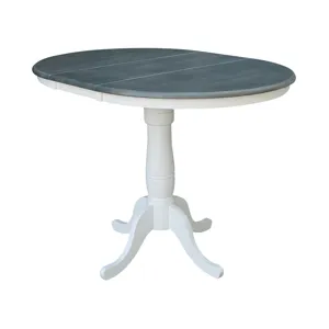 36" Extension Table Top w/ 36"H Traditional Pedestal w/Extension in Heather Gray/ White