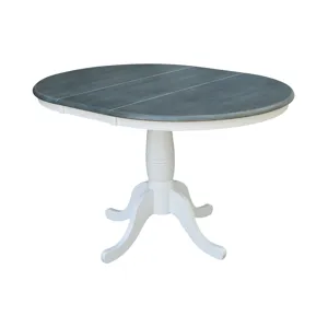 36" Extension Table Top w/ 30"H Traditional Pedestal in Heather Gray & White