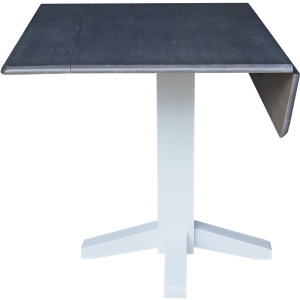 Dining Essentials - Square Drop Leaf Pedestal Table in Heather Gray & White