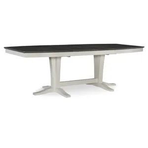 Milano Double Pedestal Extension Table in Heather Gray & White