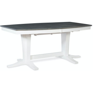 Milano Double Pedestal Extension Table in Heather Gray & White