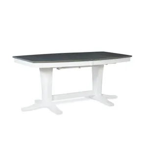 Milano Double Pedestal Extension Table in Heather Gray & White