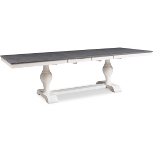 Cosmopolitan Collection - Dbl Leaf Tabletop w/ Grandeur Base in Heather Gray and White