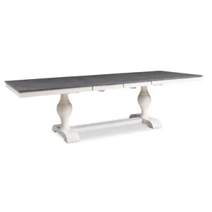 Cosmopolitan Collection - Dbl Leaf Tabletop w/ Grandeur Base in Heather Gray and White