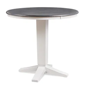 42"Round Solid Table Top w/36"H Aria Pedestal in Heather Gray and White
