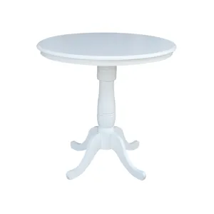 Dining Essentials - 36'' Round Table Top w/36"H Traditional Pedestal w/ Extension in Pure White