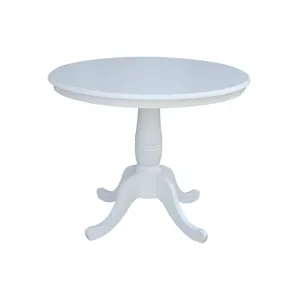 Dining Essentials - 36'' Round Table Top w/30" H Traditional Pedestal in Pure White