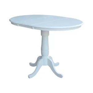 Dining Essentials - 36" Extension Table Top w/36"H Traditional Pedestal w/Extension in Pure White