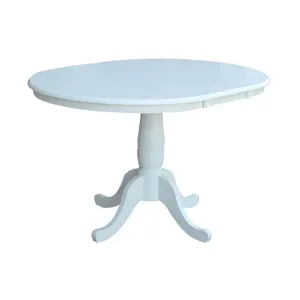 Dining Essentials - 36" Extension Table Top w/ 30"H Traditional Pedestal in Pure White