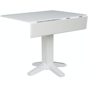 Dining Essentials - Square Drop Leaf Pedestal Table in Pure White