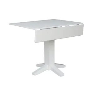 Dining Essentials - Square Drop Leaf Pedestal Table in Pure White