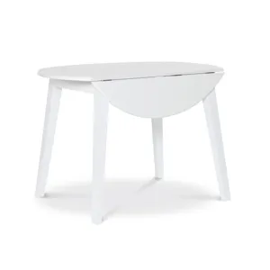Dining Essentials - 42" Round Drop Leaf Table in Pure White