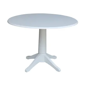 Dining Essentials - 42" Drop Leaf Pedestal Table Top w/30"H Traditional in Pure White