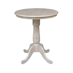 Dining Essentials - 30''Round Table Top w/36"H Traditional Pedestal w/Extension in Taupe Gray