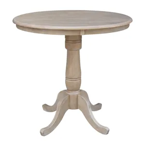 Dining Essentials - 36'' Round Table Top w/36"H Traditional Pedestal w/ Extension in Taupe Gray