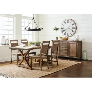 Farmhouse Chic Collection Solid Table Top w/Base in Brindle