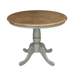 Dining Essentials - 36'' Round Table Top w/ 30" H Traditional Pedestal Table in Hickory / Stone