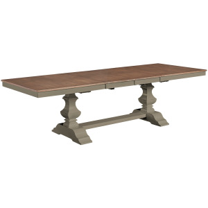 Vista Collection Extension Table Top w/Banks Trestle Base in Hickory and Stone