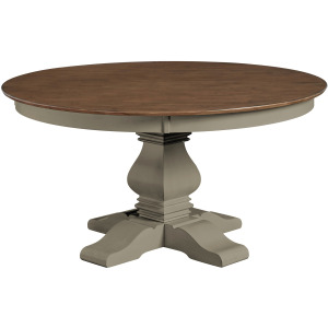 Vista Collection 60'' Solid Round Table Top with Banks Pedestal Base in Hickory and Stone
