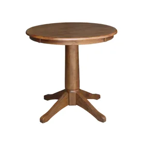Dining Essentials - 30'' Round Table Top w/ 30''H Transitional Pedestal in Bourbon Oak