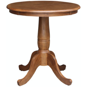 Dining Essentials - 36'' Round Tabe Top w/ 30''H Traditional Pedestal in Bourbon Oak