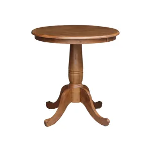 Dining Essentials - 36'' Round Tabe Top w/ 30''H Traditional Pedestal in Bourbon Oak