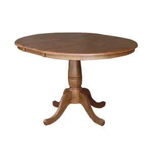 Dining Essentials - 36" Extension Table Top w/ 36"H Traditional Pedestal w/ Extension in Bourbon Oak