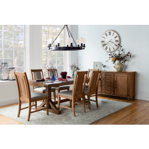 Farmhouse Chic Collection Extension Table Top with Trestle Base in Bourbon