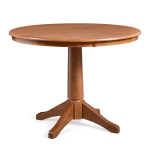 Dining Essentials - 42" Round Solid Top w/ 30"H Transitional Pedestal in Bourbon Oak
