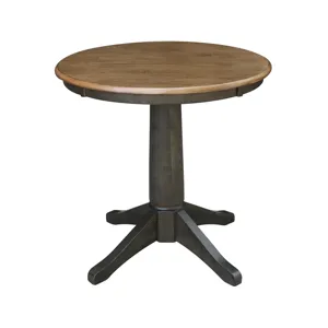 Dining Essentials - 30'' Round Table Top w/ 30" H Transitional Pedestal in Hickory/Coal