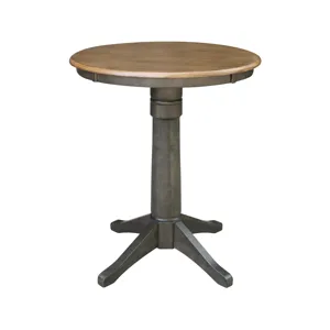 Dining Essentials - 30''Round Table Top w/36"H Transitional Pedestal w/Extension in Hickory/Coal