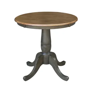 Dining Essentials - 30'' Round Table Top w/30"H Traditional Pedestal in Hickory/Coal