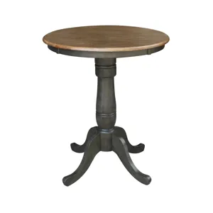 Dining Essentials - 30'' Round Table Top w/36"H Traditional Pedestal w/Extension in Hickory/Coal