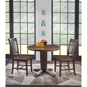 Dining Essentials - 30"Round Solid Top w/30"H Aria Pedestal in Hickory / Coal