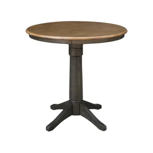 Dining Essentials - 36'' Round Table Top w/36"H Transitional Pedestal w/ Extension in Hickory / Coal