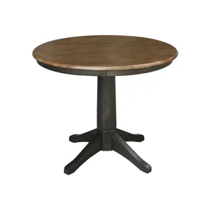 Dining Essentials - 36'' Round Table Top w/30"H Transitional Pedestal in Hickory / Coal