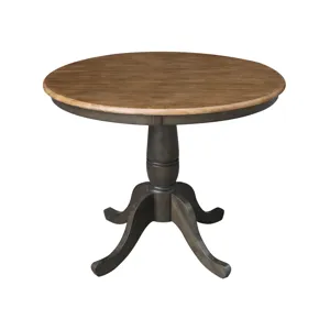Dinning Essentials - 36'' Round Table Top w/30"H Traditional Pedestal in Hickory / Coal