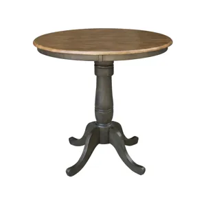 Dining Essentials - 36'' Round Table Top w/36"H Traditional Pedestal w/Extension in Hickory / Coal