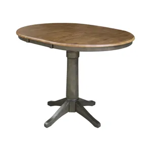 Dining Essentials - 36" Extension Table Top w/36"H Transitional Pedestal w/Extension in Hickory/Coal