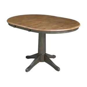 Dining Essentials - 36" Extension Table Top w/30"H Transitional Pedestal in Hickory/Coal