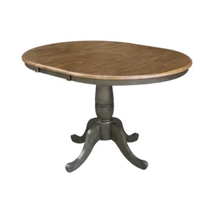 Dining Essentials - 36" Extension Table Top w/30"H Traditional Pedestal in Hickory/Coal