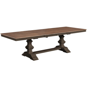 Vista Collection Extension Table Top and Banks Trestle Base in Hickory and Coal